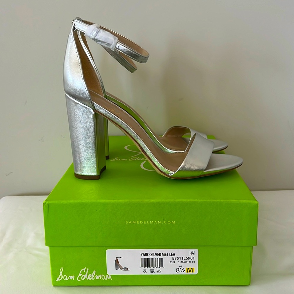 New Sam Edelman Yaro Heels Silver Size 8.5